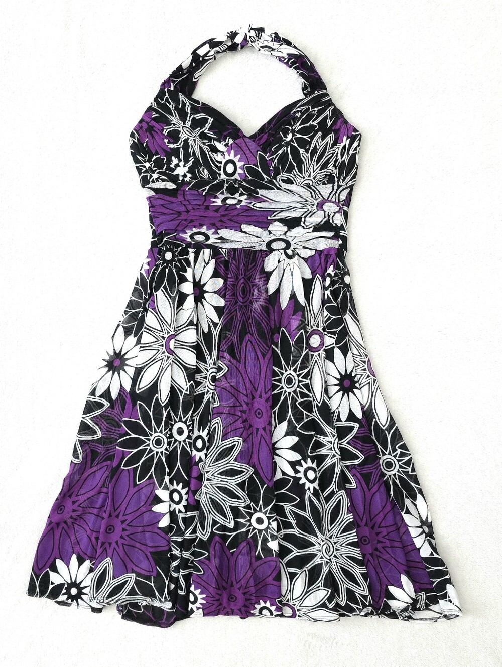 Sangria Dress Womens 12 Midi Long Vintage Halter Floral Sleeveless Fit Flare Y2K